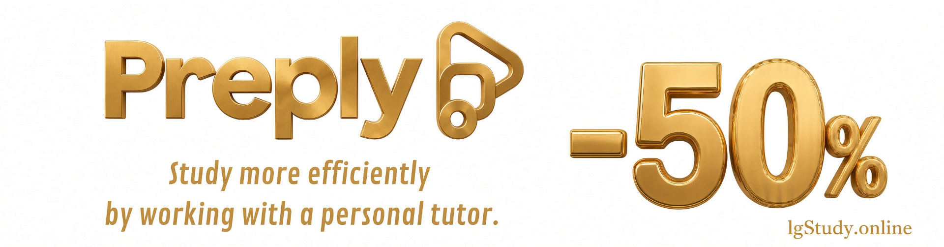 Preply — study more efficiently by working with a personal tutor. 50% off.